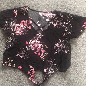 Black dressy flower crop top